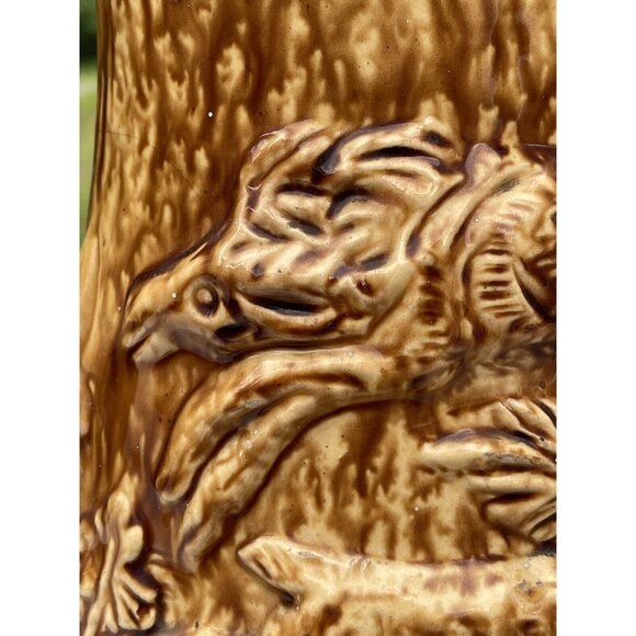 Rare Antique Bennington Rockingham Dog Handle Hunt Scene Pitcher Yellow ware - Picture 12 of 16